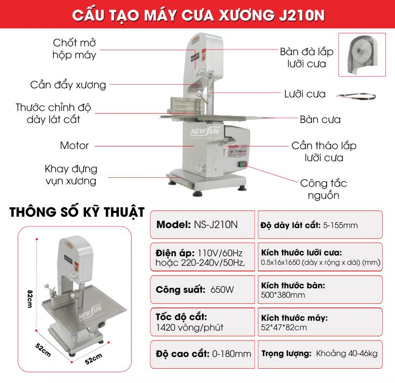 Cấu tạo máy cưa xương J210N