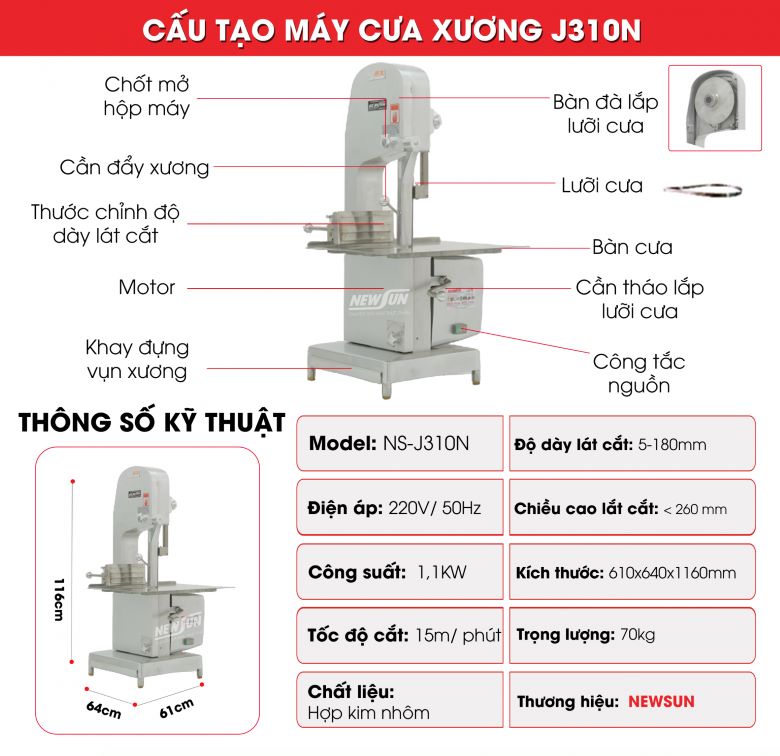 Cấu tạo của máy cưa xương J310N