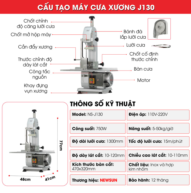 Cấu tạo máy cưa xương J130