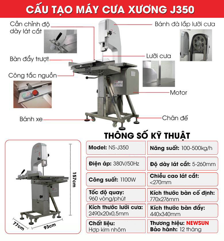 Cấu tạo máy cưa xương công nghiệp J350