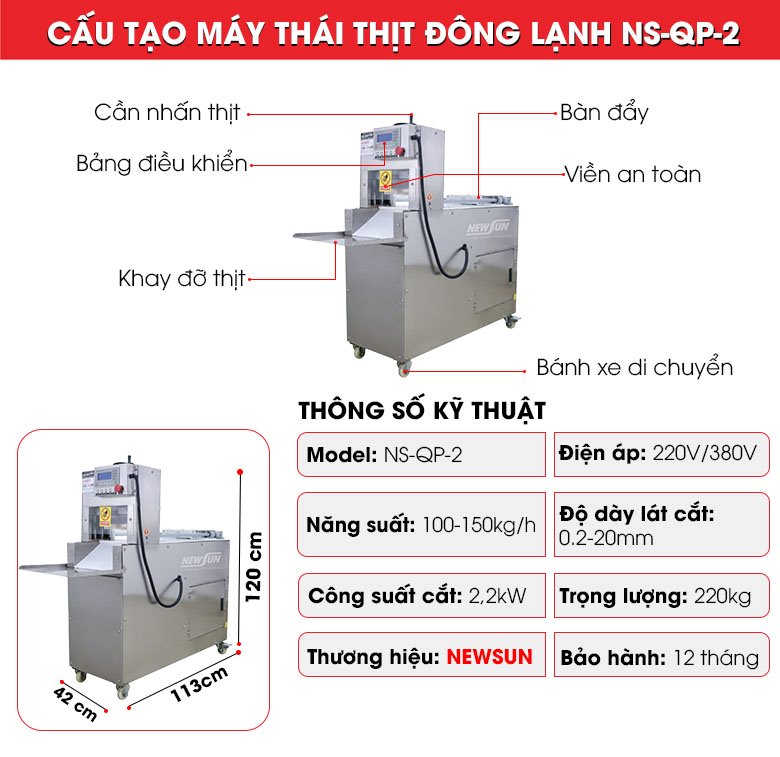 Cấu tạo máy thái thịt đông lạnh NS-QP-2