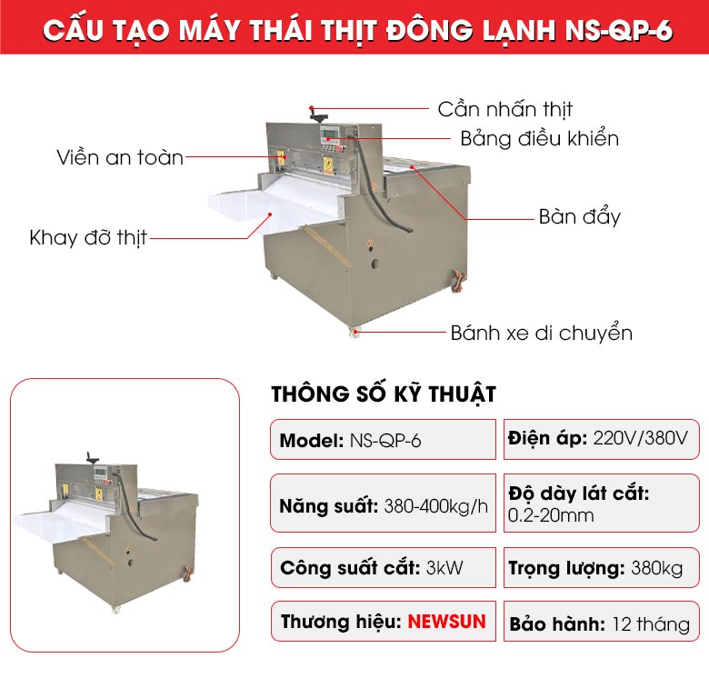 Cấu tạo máy thái thịt đông lạnh QP6