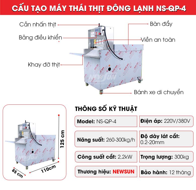 Cấu tạo máy thái thịt đông lạnh QP4