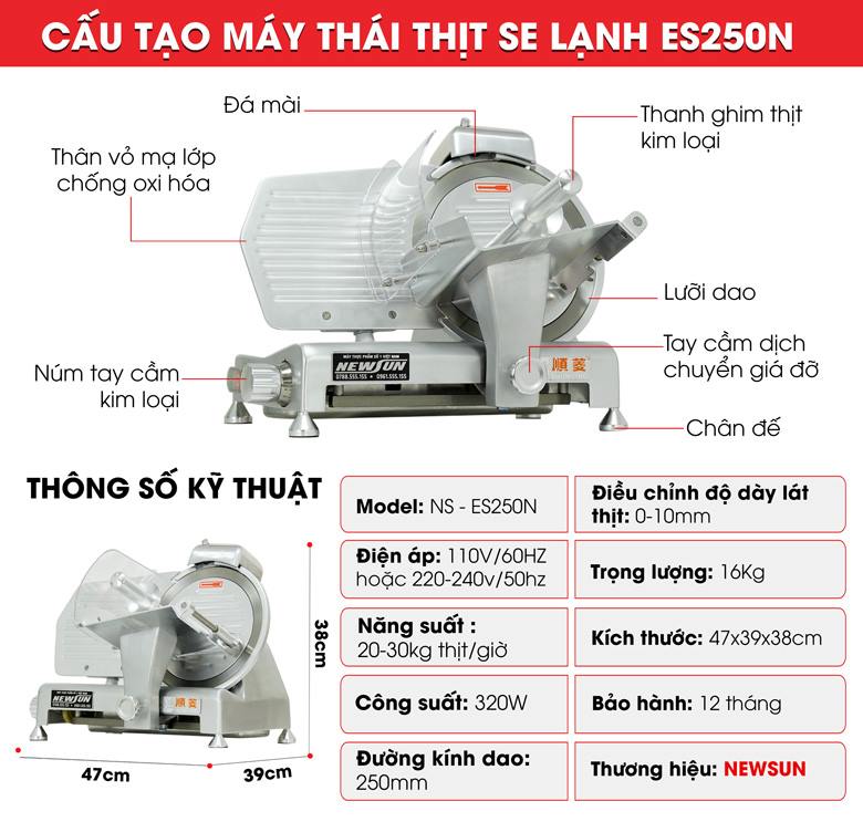 Cấu tạo của máy thái thịt se lạnh cao cấp ES250N