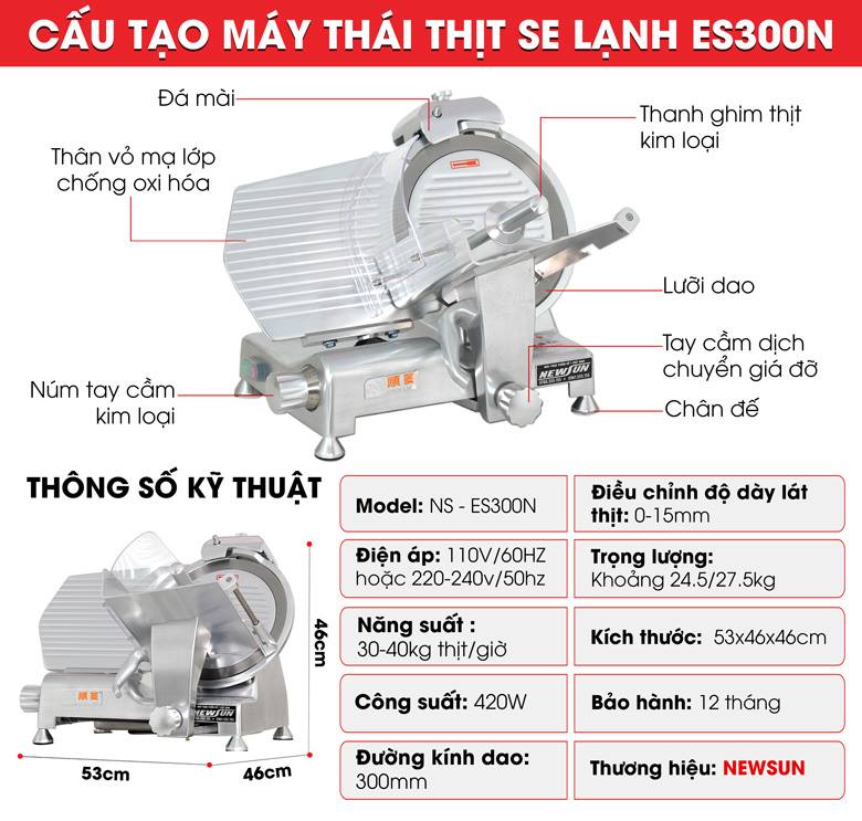 Cấu tạo của máy thái thịt se lạnh cao cấp ES300N