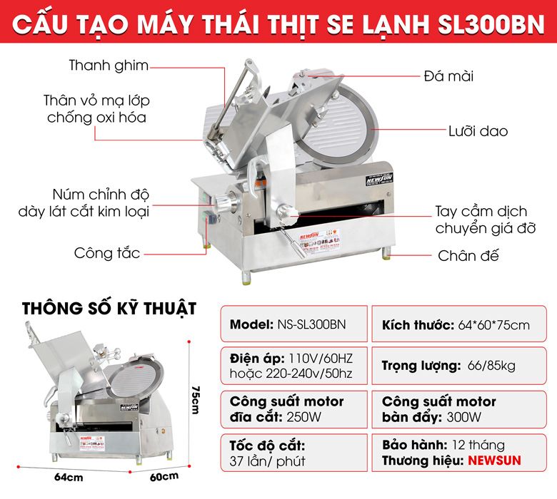 Cấu tạo của máy thái thịt cao cấp ES300N