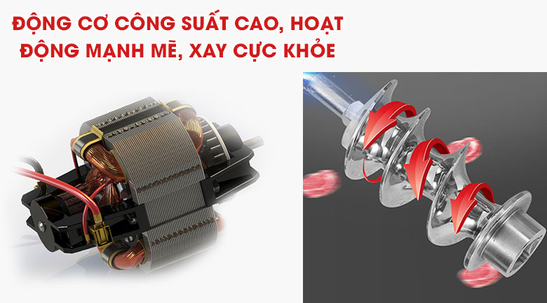 Động cơ dây đồng công suất 1100W, hoạt động mạnh mẽ