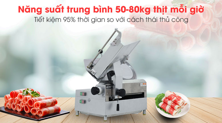 Máy cắt thịt đông lạnh đạt năng suất 50-80kg thịt/giờ