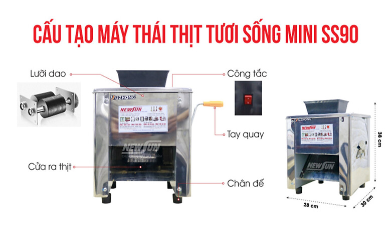 Máy thái thịt ba chỉ mini SS-90